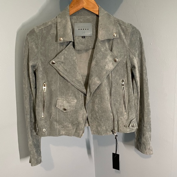 NWT BlankNyc Faux Suede Moto Jacket Size XS in Ocean Wave Color - Picture 3 of 7